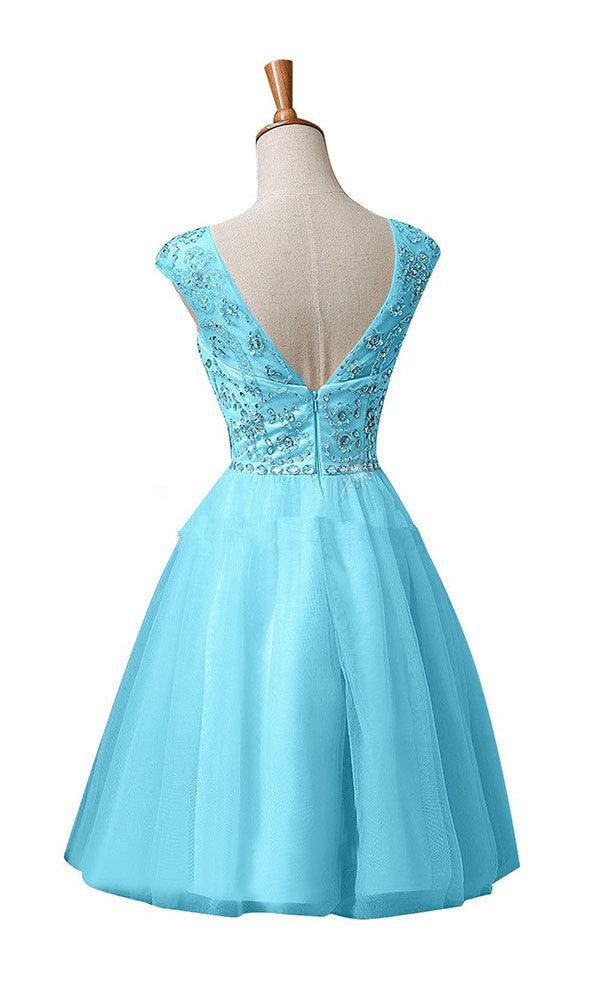 New A-line Scoop Tulle Knee Length Homecoming Dresses US6 / As Picture New A-line Scoop Tulle Knee Length Homecoming Dresses US6 / As Picture