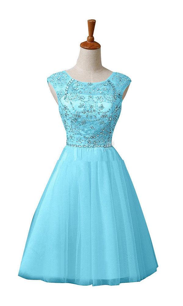 New A-line Scoop Tulle Knee Length Homecoming Dresses US6 / As Picture New A-line Scoop Tulle Knee Length Homecoming Dresses US6 / As Picture