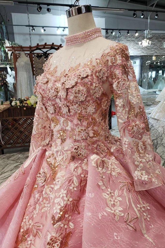 pink quince dress long sleeve Beaded Lace Gown blue butterfly quinceanera dress with Applique, Long Sleeves, Sweetheart Neckline, Sweep Train, and Corset Masquerade Style