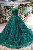 New Arrival Prom Dresses Court Train Scoop Cap Sleeves Lace Up Back TP0855