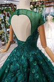 New Arrival Prom Dresses Court Train Scoop Cap Sleeves Lace Up Back TP0855 - Tirdress