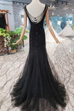 New Arrival Sequins Bodice Prom Dresses Tulle Mermaid Sweep Train TP0853 - Tirdress