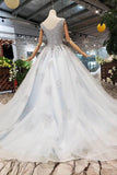 New Arrival Wedding Dresses V Neck Lace Up Back Beads Prom Dress Tulle TN140 - Tirdress