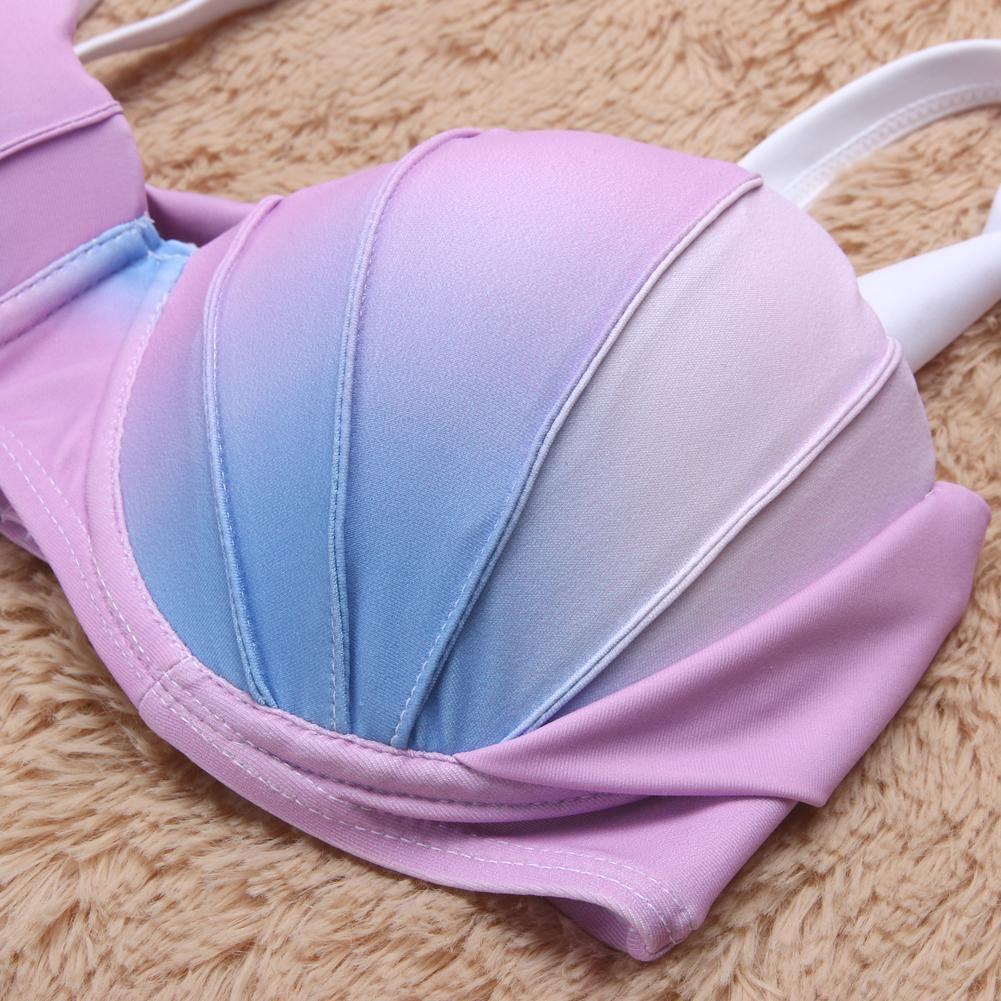 Women Bikinis Set White Blue Gradient Swimming Swim Two Piece Suit B021 - Tirdress