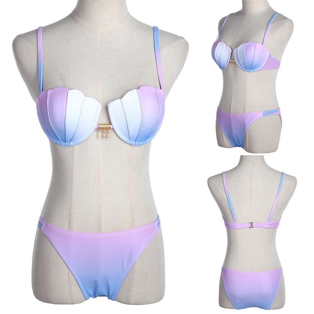 Women Bikinis Set White Blue Gradient Swimming Swim Two Piece Suit B021 - Tirdress
