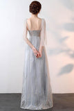 New Style A-line V Neck Tulle Prom Dresses With Applique PG627 - Tirdress