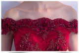 Off The Shoulder Luxury Appliques High Low Red Homcoming Dress HD0155 - Tirdress