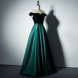 Off The Shoulder A-line Simple Long Prom Dresses Evening Dresses PG489 - Tirdress