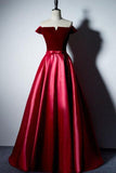 Off The Shoulder A-line Simple Long Prom Dresses Evening Dresses PG489