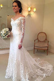 Off the Shoulder Long Sleeves Lace Wedding Dress Bridal Gown WD137