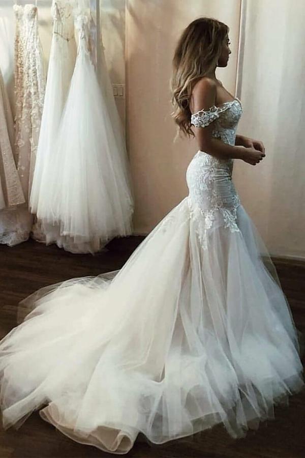 Affordable off the sales shoulder wedding dress