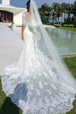 Off-The-Shoulder Half Sleeve Mermaid Court Lace Ivory Wedding Dress WD091 - Tirdress