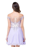 Off-shoulder Applique Homecoming Dress With Embellishment PG026 - Tirdress
