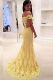 Off-the-Shoulder Mermaid Lace Court Train Prom Dresses Evening Dresses PG330 - Tirdress