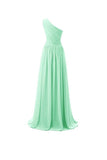One Shoulder Bridesmaid Dresses Chiffon Prom Evening Dress BD008 - Tirdress