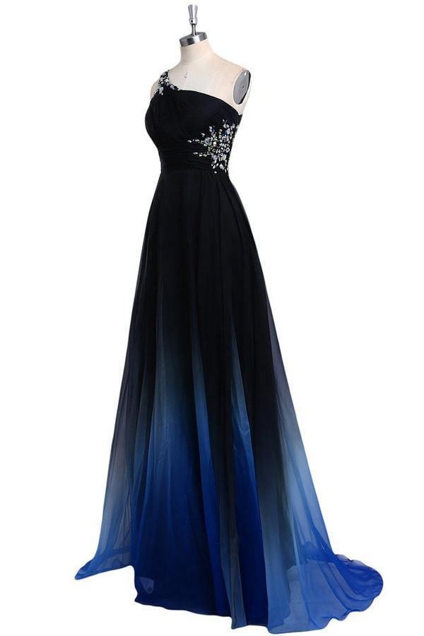 One Shoulder Chiffon Prom/Evening Dress With Beads PG 209 - Tirdress