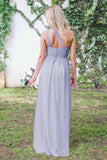 One-Shoulder Floor-Length Open Back Lavender Chiffon Bridesmaid Dress BD037 - Tirdress