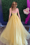 One Shoulder Floral Long Prom Dress Yellow Evening Dress TP1108 - Tirdress
