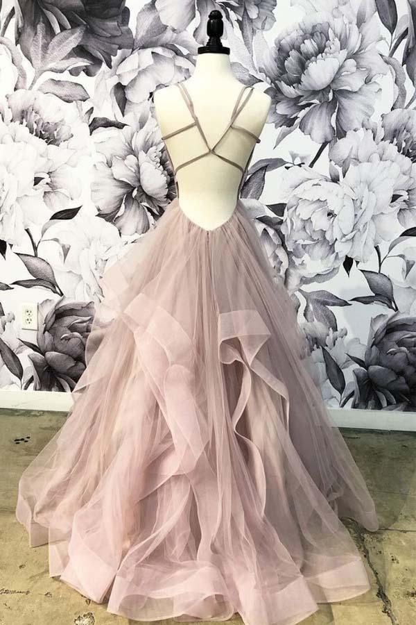Open Back Dusty Pink Long Prom Dress Simple Prom Dress Long Evening Gowns TP0926 - Tirdress