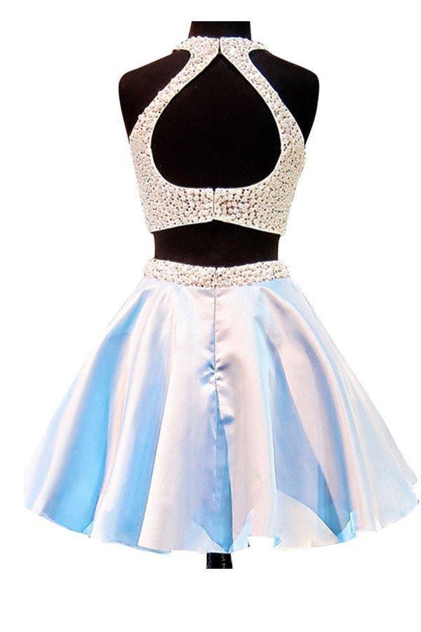 Open Back Jewel Sleeveless Homecoming Dess With Beading PG035 - Tirdress