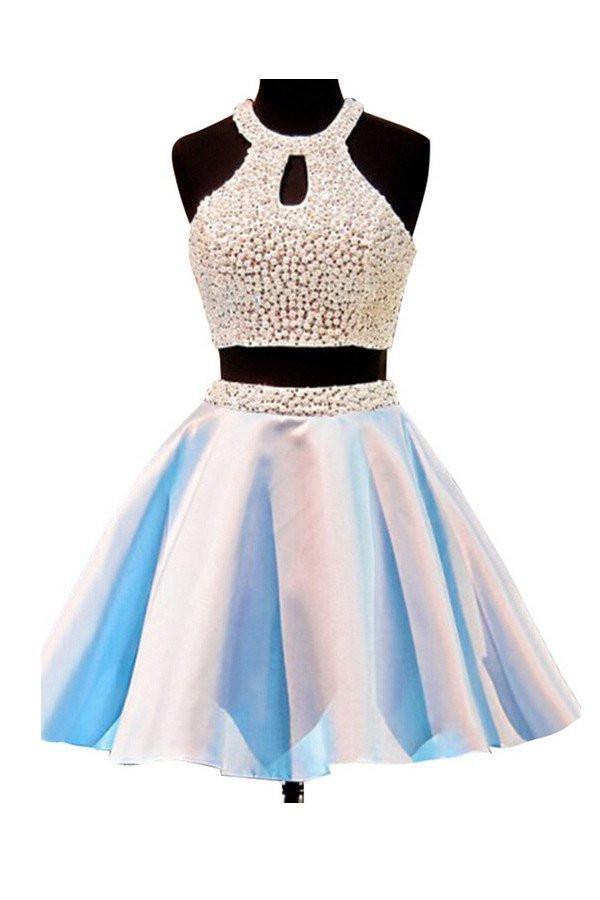 Open Back Jewel Sleeveless Homecoming Dess With Beading PG035 - Tirdress