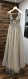 Open Back Prom Dresses Deep V-neck Long Saprkly Slit Prom Dress Sexy Evening Dress TP0966 - Tirdress