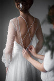 Open back Sexy Wedding Dress Ivory Tulle Wedding Dress Bohemian Dress TN214 - Tirdress