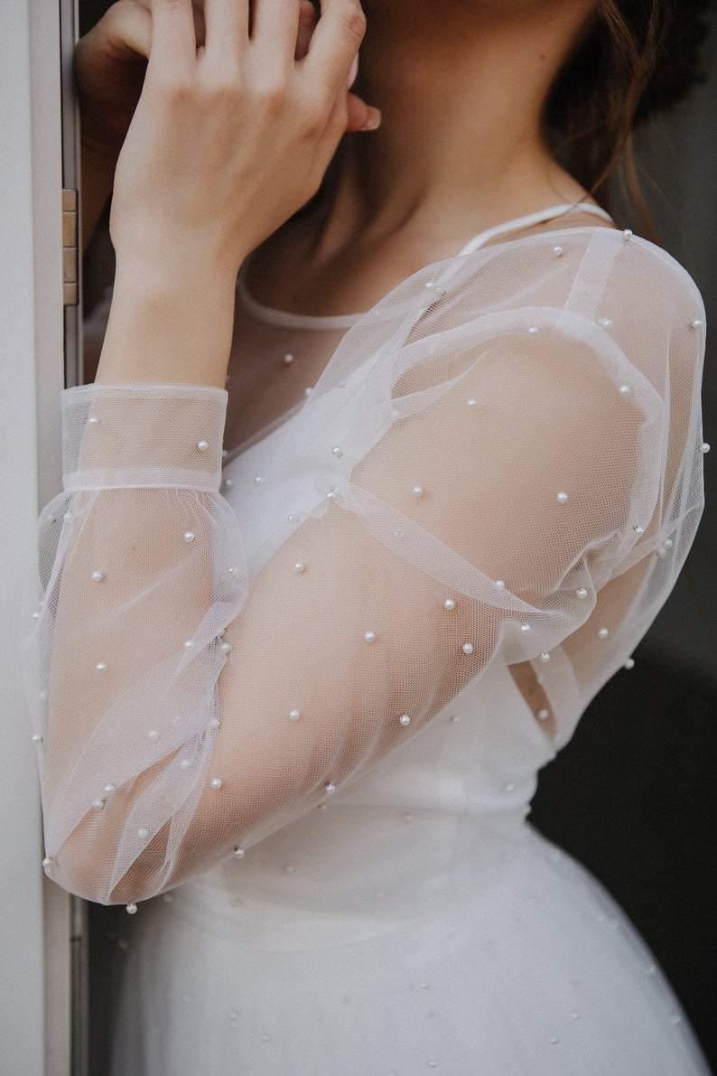 Open back Sexy Wedding Dress Ivory Tulle Wedding Dress Bohemian Dress TN214 - Tirdress