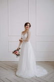 Open back Wedding Dress Ivory Tulle Bohemian Wedding Dress TN214-Tirdress
