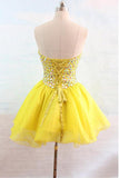 Organza Sweetheart Yellow Homecoming Dresses With Beading PG132 - Tirdress