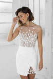 Robe de soirée de mariée courte blanche parfaite Robe de soirée en dentelle HD0163