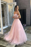 Pink Sweetheart Tulle Lace Long Prom Dress Pink Tulle Formal dress TP1171
