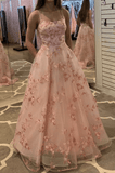 Rose une ligne Tulle dentelle appliques longue robe de bal robe de soirée formelle TP1109