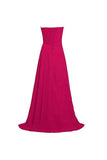 Pink Strapless Long Bridesmaid Dresses Chiffon Wedding Prom Gown BD009 - Tirdress