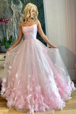 Pink Tulle Straps Prom Dress Floor Length Tulle Formal Dress TP1055