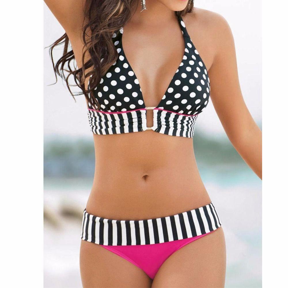 Polka Dot Sexy Women Swimwear Bikini Set B009 - Tirdress