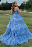 Princess Pink Tiered Layers Tulle Long Prom Dress Formal Gown TP1153 - Tirdress