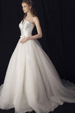 Princess Ball Gown Ivory Satin Lace Tulle Lace Up Wedding Dresses  WD179