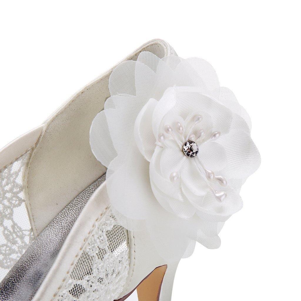Princess Ivory Lace Wedding Shoes with Flowers, Pretty Woman Shoes WS02 - Tirdress