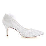 Princess Ivory Lace Wedding Shoes with Flowers, Pretty Woman Shoes WS02 - Tirdress
