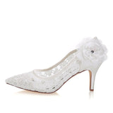 Princess Ivory Lace Wedding Shoes with Flowers, Pretty Woman Shoes WS02 - Tirdress
