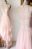 Princess Pink Lace Long Prom Dress Bridesmaid Dresses TP0866