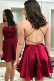Princess Straps Short Prom Dress Wine Red Homecoming Dress HD0055