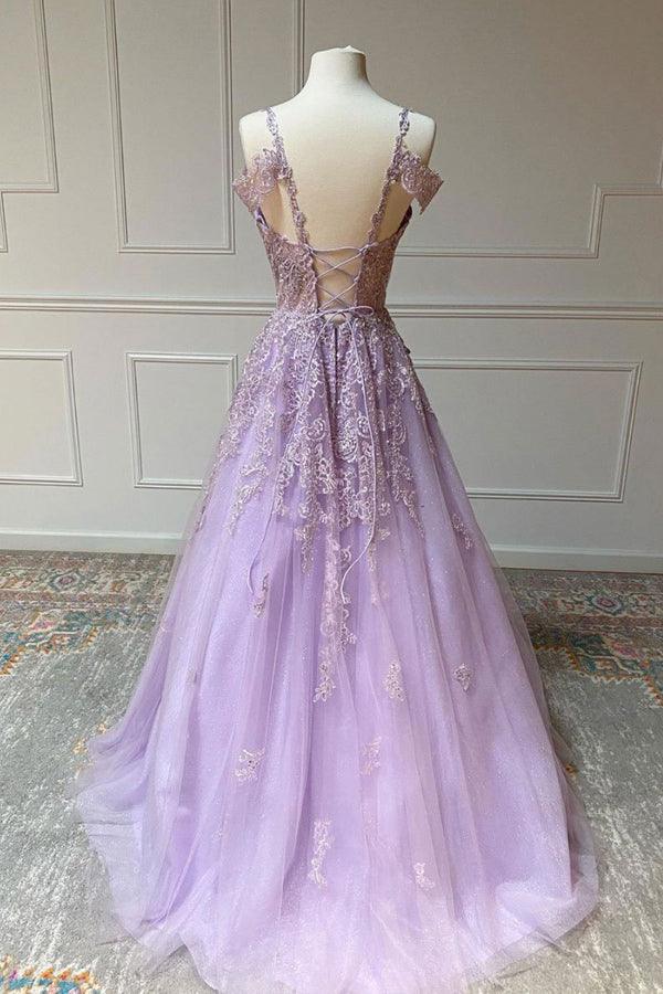 Purple V Neck Tulle Lace Long Prom Dress Purple Lace Formal Dress US2 / Custom Color Purple V Neck Tulle Lace Long Prom Dress Purple Lace Formal Dress US2 / Custom Color