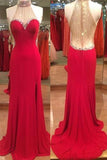 Red Floor-Length Prom Dress with Beading Rhinestones PG279