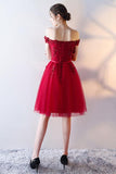 Red Sleeveless Lace Fashion Homecoming Dress With Appliques TR0189 - Tirdress