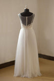 Romantic A-line Scoop Neckline Cap Sleeves Wedding Dresses WD070 - Tirdress