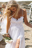 Romantic Sweetheart Chiffon Beach Wedding Dress with Lace PG 201