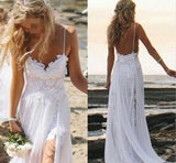 Romantic Sweetheart Chiffon Beach Wedding Dress with Lace TN194 - Tirdress