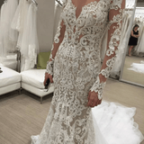 Romantic Wedding Dresses Long Appliques Backless Wedding Dresses Lace TN0049 - Tirdress